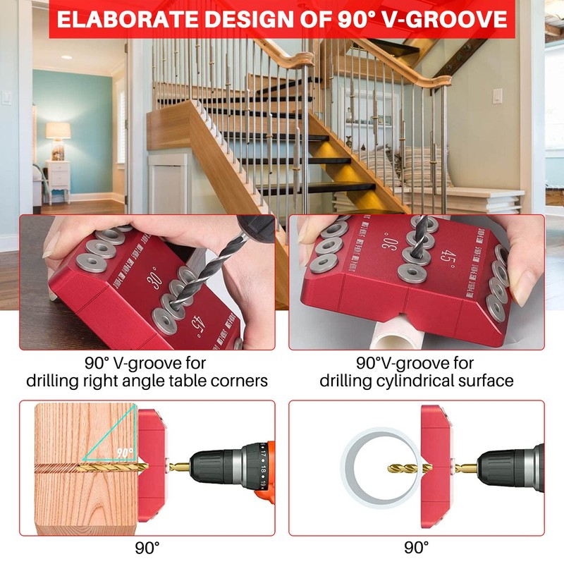 Kopinma 30/45/90° Angle Drill Hole Guide Jig for Angled and