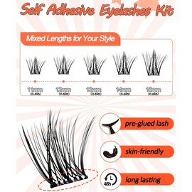 Self Adhesive Eyelash Extensions Kit, 1 Box Natural Look Eyelash Extensions, Self Adhesive False Eyelashes, Eye Makeup Product for Women & Girls