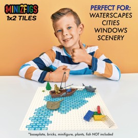 Minizfigs White 1x2 Tiles | 550 PCS | Bulk Building Toy Set Great for Dots, Water Blocks, Mosaic, Classroom, Educational, Part 3069 | 100% Compatible with All Major Brands