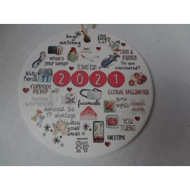 UNBRAND 2021 YEAR IN REVIEW HOLIDAY HANGING ORNAMENT CHRISTMAS DECORATION