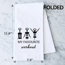 Funny Wine Kitchen Towel My Favorite Workout Corkscrew Towel Wine Lover Gift Housewarming Gift (Favourite Workout Towel CA)