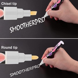 SMOOTHERPRO Liquid Chalk Marker Set 8 White 6mm Highlight Blackboard Colored Markers for Blackboard, Chalkboard, Bistro