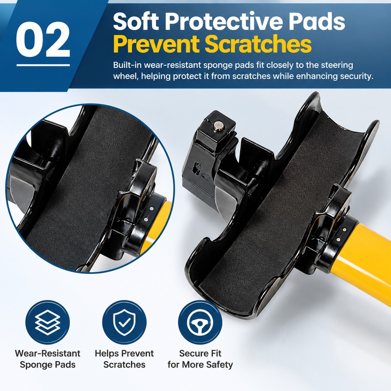 Car Steering Wheel Lock for Vehicle Security – Durable Anti-Theft