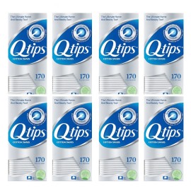 Hisopos de algodón Q-tips 170 unidades × 8 paquetes = 1360 en total | NUEVO PAQUETE MÚLTIPLE VENDIDO