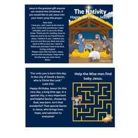 Christmas Nativity Happy Birthday Jesus Gospel Tracts For Kids Bible Verse Luke 2:11 Bulk 100 Count