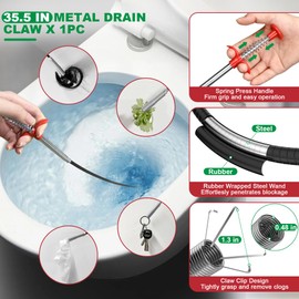 EastLink Drain Snake Tool Set: 35.5" Drain Clog Remover, 30" Steel Hair Snake, 30" PET Sink Snake, 59" Tube Drain Brush, 17" Dryer Vent Cleaner Brush, for Toilet, Kitchen Sink, Shower, Tub & Most Pipe