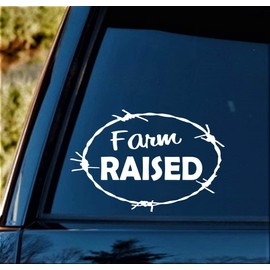 Farm Raised Barbed Wire Decal Sticker for Car Truck Window 6.0 Inch BG 231
