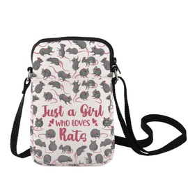 LEVLO Funny Rat Crossbody Bag Animal Lover Gift Just A Girl Who Loves Rats Shoulder Bag Rat Lover Gift, Rat C Bag