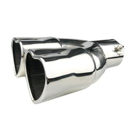OtpOutopa Dual Exhaust Tip 2.5 inch Inlet, Universal Car Exhaust Pipe Modification Tail Throat Tail Pipe Stainless Steel Muffler Tip, Adjustable Heart Shaped Car Decoration (Straight,Silver)