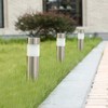 Solar Bollard Lights Outdoor - 6 Pack Stainless Steel Warm