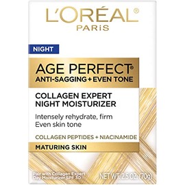 L'Oreal Paris Age Perfect Collagen Expert Crema Nocturna | 2.5 oz, antinflacidez, tono uniforme, reafirma, rehidrata