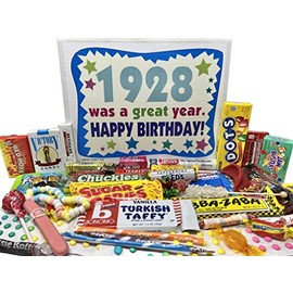 RETRO CANDY YUM ~ 1928 98th Birthday Gift Box Nostalgic Candy Assortment from Childhood for 98 Year Old Man or Woman Born 1928