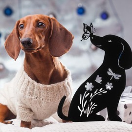 MorningRo 3 Pcs Metal Dachshund Garden Statues Black Dachshund Silhouette Dachshund Decorative Garden Stakes Garden Outdoor Statues Animal Stakes for Yard Decor Lawn Ornaments Christmas Decorations