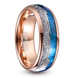 NUNCAD Tungsten Rings 8mm Rose Gold Tungsten Carbide Rings for Men Inlay Wedding Band Ring Engagement Rings Size Z