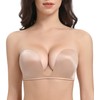 Lemorosy Women's Deep U Plunge Strapless Bra Underwire Low Cut