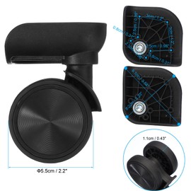 PATIKIL Luggage Wheels Replacement, 1 Pair Suitcase Wheels Caster Repair for Left & Right Swivel Wheel, Black (3x3.2x3.2x3x2.5/1.2x1.3x1.3x1.2x0.98 inch)