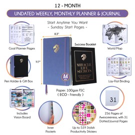 Journal for Men - Life & Work Planner, A 12 Month Goal Planner to Increase Productivity & Positivity, Daily Gratitude Journal for Men and Mindfulness Journal | Manifestation Journal or Planner, Start Anytime - Vertical Planner