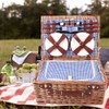 Large Wicker Picnic Basket With Cups Flatware Set Utensils Basket