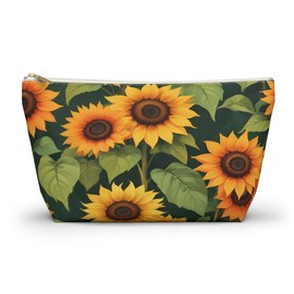 Sunflower Accessory Pouch - Bright Floral Print Organizer, Gift for Nature Lovers - Ideal for Birthday, Mother's Day, Floral Events - Gifts for Women, Cheerful Botanical Zipper Bag
