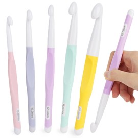 Coopay Pack of 5 Large Crochet Hooks, 20 mm, 15 mm, 12 mm, 10 mm, 8.0 mm Macaron Crochet Hook Set for Beginners, Inline Crochet Hooks Set with ABS Crochet Head, Jumbo Crochet Hook for Thick Yarn,