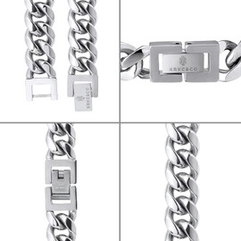 KRKC&CO Men’s Kihei Bracelet, 0.5/0.3 inch (12/8 mm) Wide,18k Gold Plated, Surgical Stainless Steel, Metal Allergy Friendly, Thick, Hip-Hop/Rapper Accessory, Gift, Celebrations, Birthdays