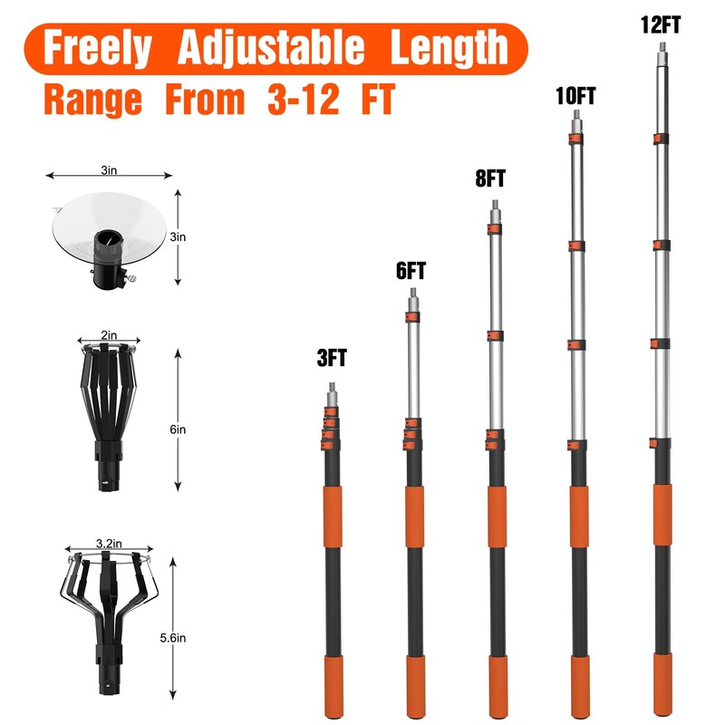 LAANPOLE 20FT Reach Light Bulb Changer for High Ceilings, Light