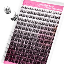 FADLASH Lash Clusters Wispy Eyelash Clusters 168Pcs Natural Cluster Eyelash Extensions D Curl 8-16mm Individual Lashes Natural Look with Black Thin Lash Band (S28, 8-16mm)