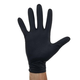 MTS Safety & Protection Disposable Gloves XL - 500 Pieces/Box Nitrile Gloves Black Gloves Nitrile Diamond Structure Grip - Disposable Gloves Powder-Free & Latex-Free Rubber Gloves (XL, Pack of 500)