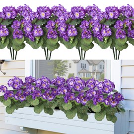 Artificial Flowers for Outdoors, 4 Pcs Realistic Geraniums Faux Fake Silk Flowers for Planters Hanging Basket Outside Window Box Front Porch Garden Home UV Resistant Artificial Plants Outdoor Decor