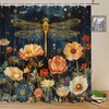 Yadshoti Dragonfly Shower Curtains Spring Floral Plant Outdoor Night View