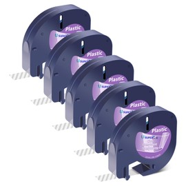 USUPERINK 5 Pack Black on Clear Tape Compatible for Dymo Letratag Refills Transparent Plastic Tape 16952 Label Maker Refills Clear Label 12mm x 4m for Dymo Letratag LT100H LT100T QX50