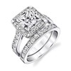 Metal Masters Co. Women's Sterling Silver 925 Bridal Set Engagement Rings 2.5 Carat Princess Cut Cubic Zirconia 5-9