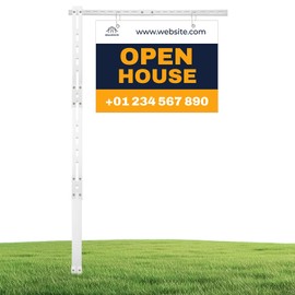 Real Estate Sign Post Real Estate Signs Holder Realtor Sign Post 6ft Tall Made of Aluminum and Iron Holds for Open House and Home for Sale Yard Sign Up To 24 Inch (White)