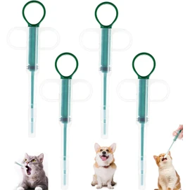 4 Pcs Cat Pill Popper, Reusable Cat Tablet Dispenser, Pill Pockets for Cats and Dogs, Soft Tip Cat Pill Dispenser Feeder Tool, Tablet Syringe Pusher Animal （Green）