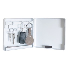 Karl KH-002-W Magnetic Key Hanger, Box Type, Movable Hook, Storage for Keys, Small Items, Steel, White, Hanging 6 Pieces