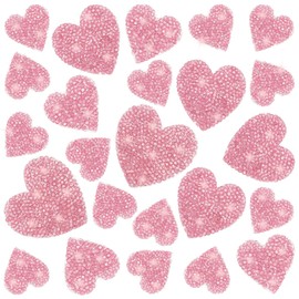 26Pcs Iron on Heart Patches 4Sizes Rhinestone Heart Iron on Patches Love Rhinestone Patches Adhesive Applique Hearts Glitter Crystal Patches for Clothing Jeans Shoes Bags Hats Repair Decoration