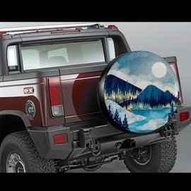 Blue Gold Spare Tire Cover Mountain Tree Star Waterproof Dust-Proof Universal Spare Wheel Tire Covers 15 Inch Fit for RV Travel Trailer Jeep SUV Truck Rav4 Campers Motorhome Rvs Camper Accessories