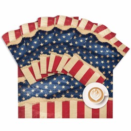 4th of July Placemats UAS Flag Stars and Stripes Place Mats for Dining Table Retro Patriotic Independence Day Washable Table Mats for Kitchen Dining Decorations Set of 6