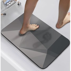 Alfombrilla de baño antideslizante de 40 x 60 cm, alfombrilla de baño absorbente, de secado rápido, alfombrilla de baño diatomita de piedra, lavable,
