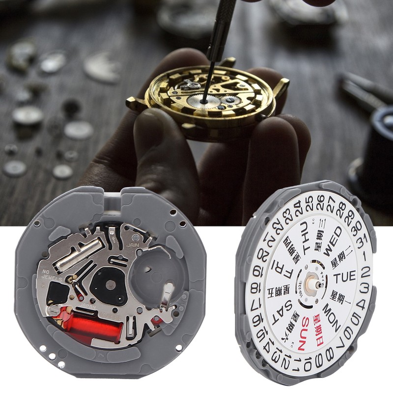 VJ33 Watch Movement Replacement Day Date Calendar Movement Watch Repair