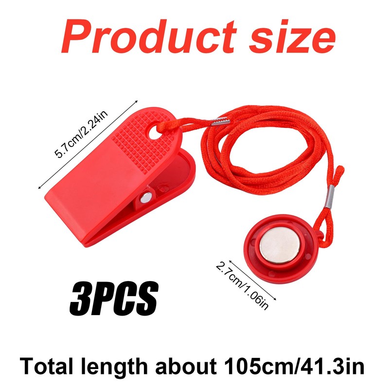 3pcs Magnetic Safety Switch, Universal Treadmill Machine Magnet Safety Key