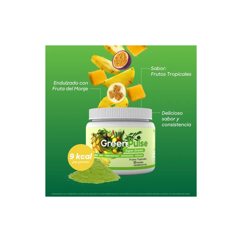 Greenpulse Super Greens | Jugo Verde Con Probióticos Y Fibra