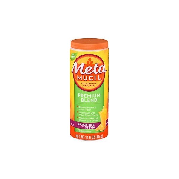 Meta Mucil Premium Blend Psyllium Fiber Powder Sugar-Free with Stevia Orange - 14.6 oz