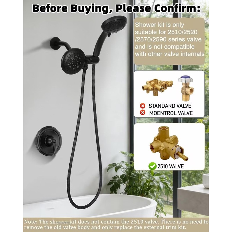 Replacement for Moen Shower Trim Kit, Dual Shower Faucet Combo