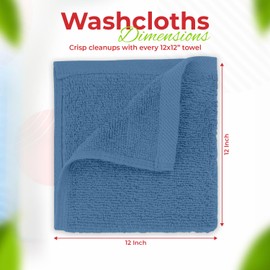 RIVERSIDE Premium 24 Pack Washcloths Set – 100% Cotton, 12x12 Inches – Super Soft, Quick-Dry & Highly Absorbent Face Towels – Ideal for Bathroom, Gym, Spa & Travel - Medium Blue