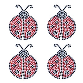 4 piezas de diamantes de imitación negros y rojos de catarina de 2.5 pulgadas de altura, parches adhesivos termoadhesivos para planchar
