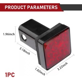 Dogary 1 PC Trailer Hitch Light, with 2-Inch Receiver, 15 LED Ultra-Bright Square Taillights, Plug and Play, Brake and Taillights Lights for Trailer SUV RV (Red)