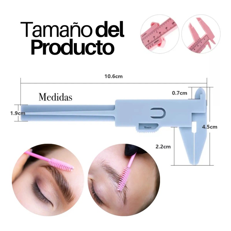 Kit Regla Vernier Hilo Entintado Cejas Plantillas Cepillo F
