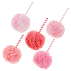 The Beauty Project 5 Piece Exfoliating Loofah Set - Heavyweight Body Scrub for Spa, Massage & Dead Skin Removal, Multi-Color Shower Bath Accessories (Blush)