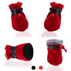 AblePet Dog Cat Boots Soft Shoes Anti-slip Boots with Adjustable Strap and Reflective Strips, Premium Paw Protector for Small Dogs (4 Pcs) (Red Color, 4)